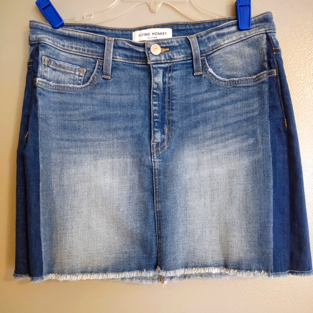 Flying Monkey Platinum Denim Skirt, Size 29, Jean Mini Skirt, Great Condition!